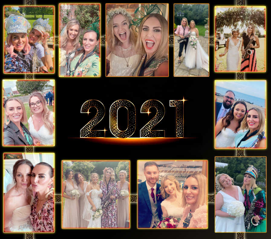 Wedding Cocktail Sax 2021 bride and grooms collage