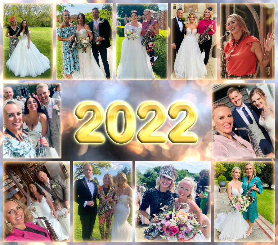 Wedding Cocktail Sax 2022 bride and grooms collage